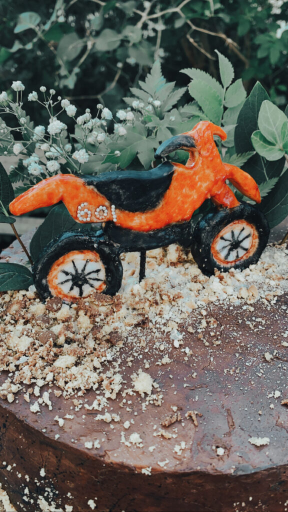 a sculpture of a motorcycle