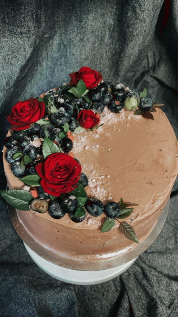 a cake with flowers on top